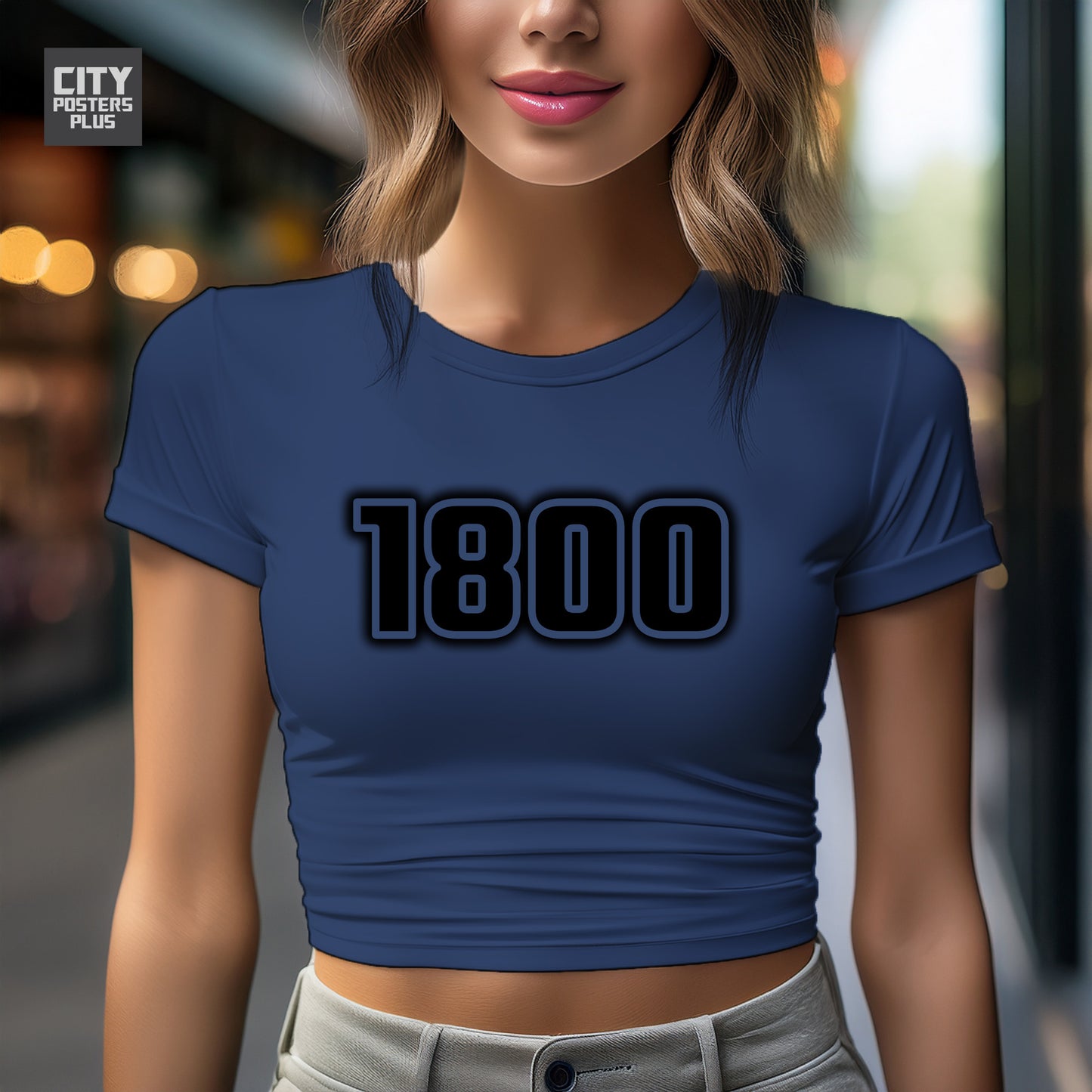 1800 Year Women Crop Top (Navy Blue)