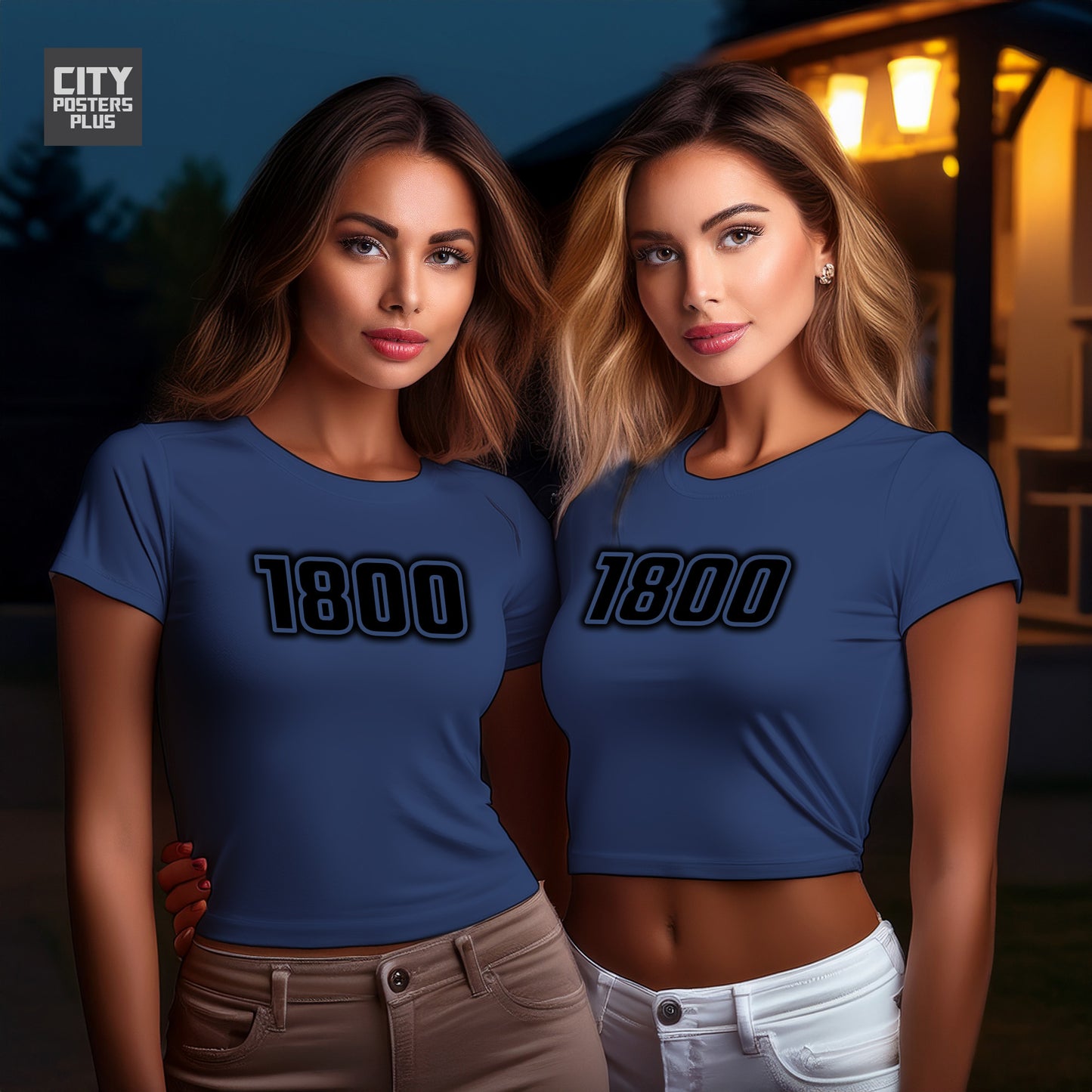 1800 Year Women Crop Top (Navy Blue)