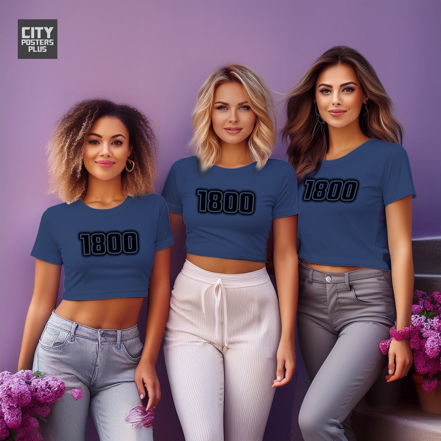 1800 Year Women Crop Top (Navy Blue)