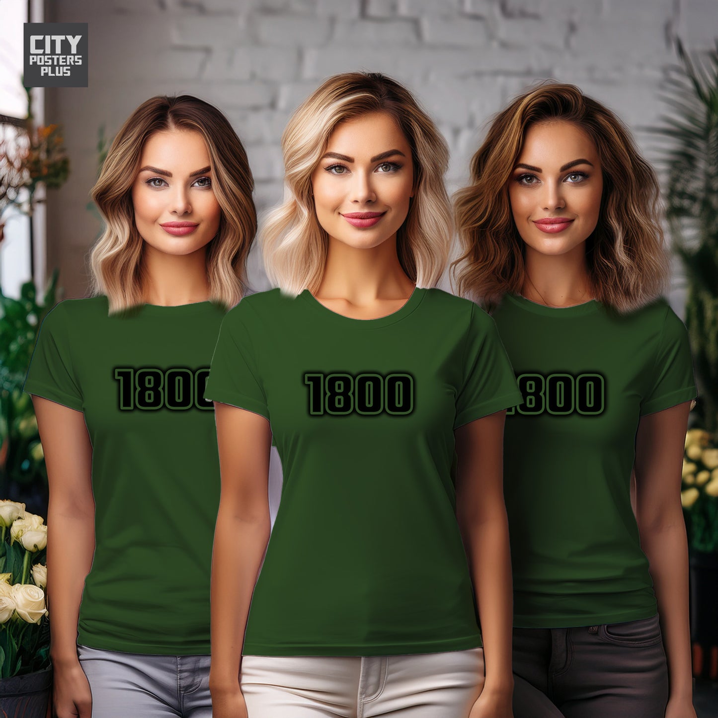 1800 Year Women T-Shirt (Olive Green)