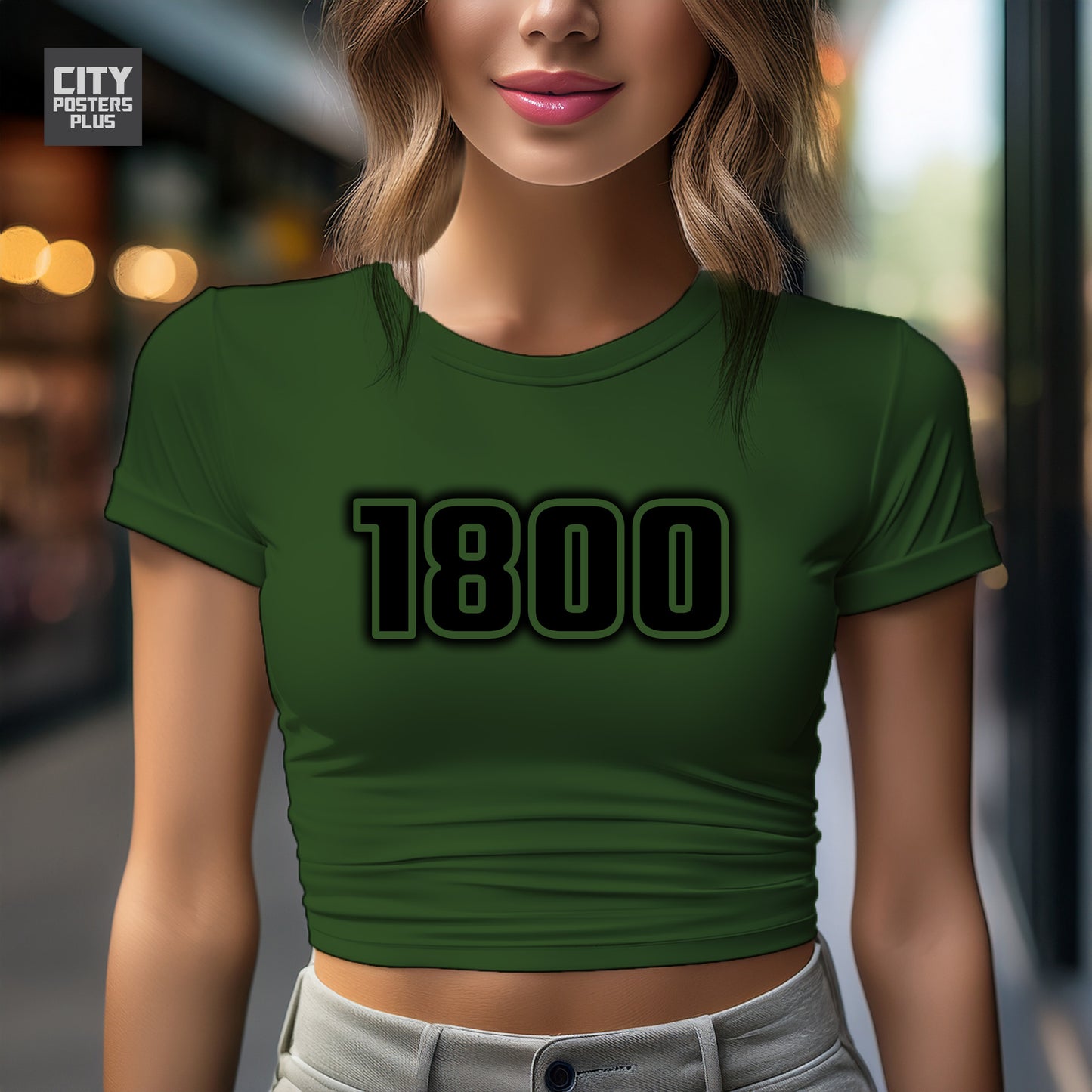 1800 Year Women Crop Top (Olive Green)