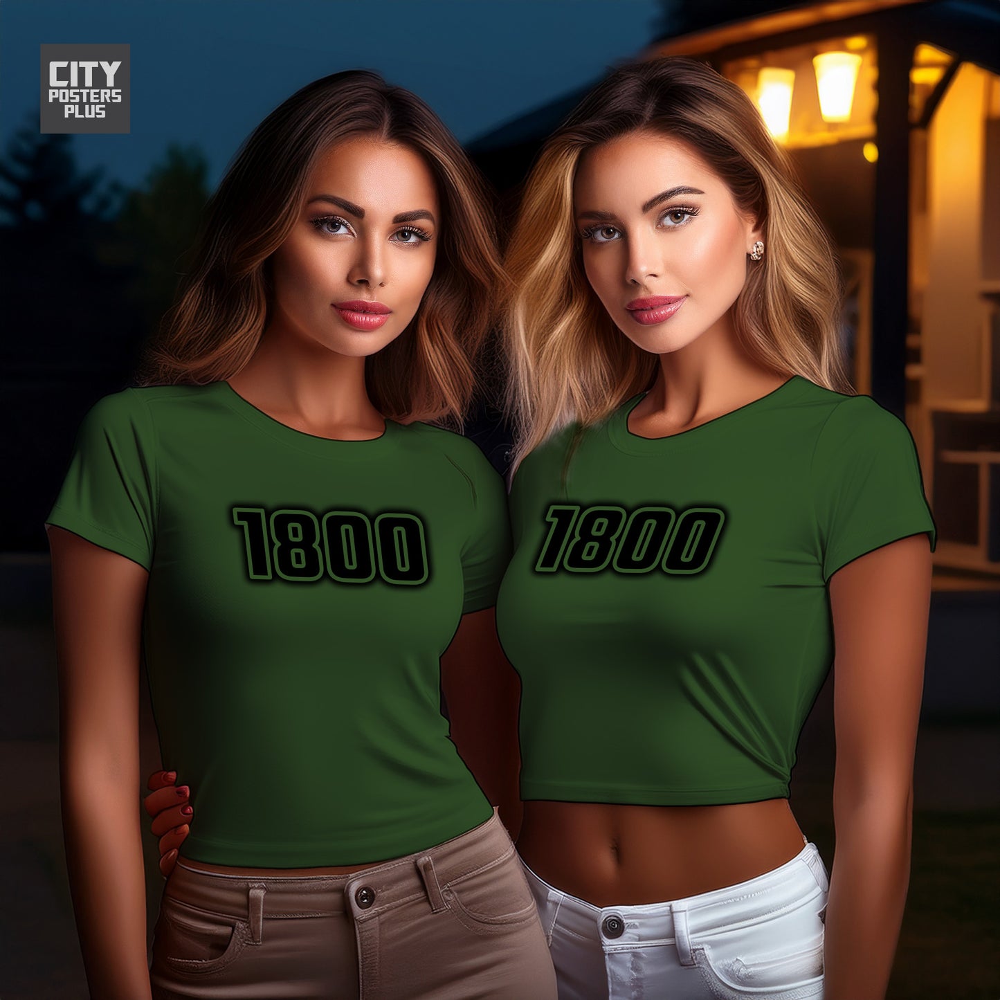 1800 Year Women Crop Top (Olive Green)