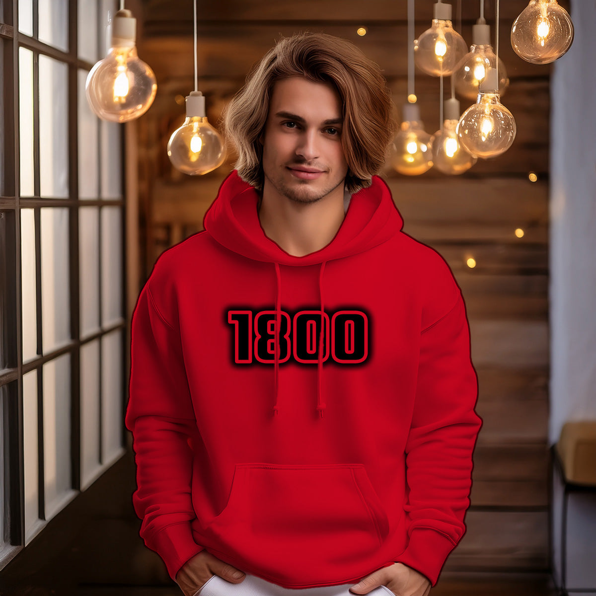 1800 Year Men Unisex Hoodie (Red)