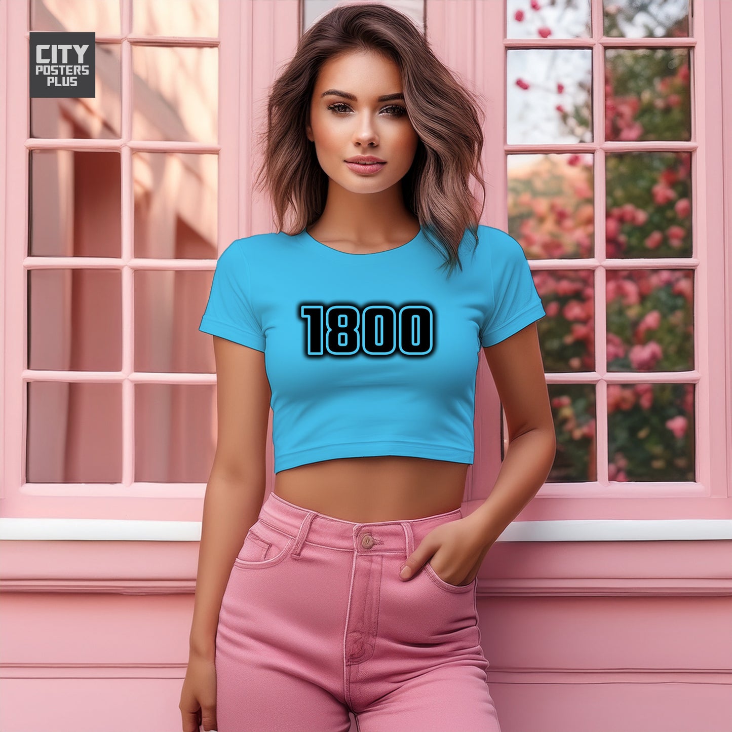 1800 Year Women Crop Top (Sky Blue)