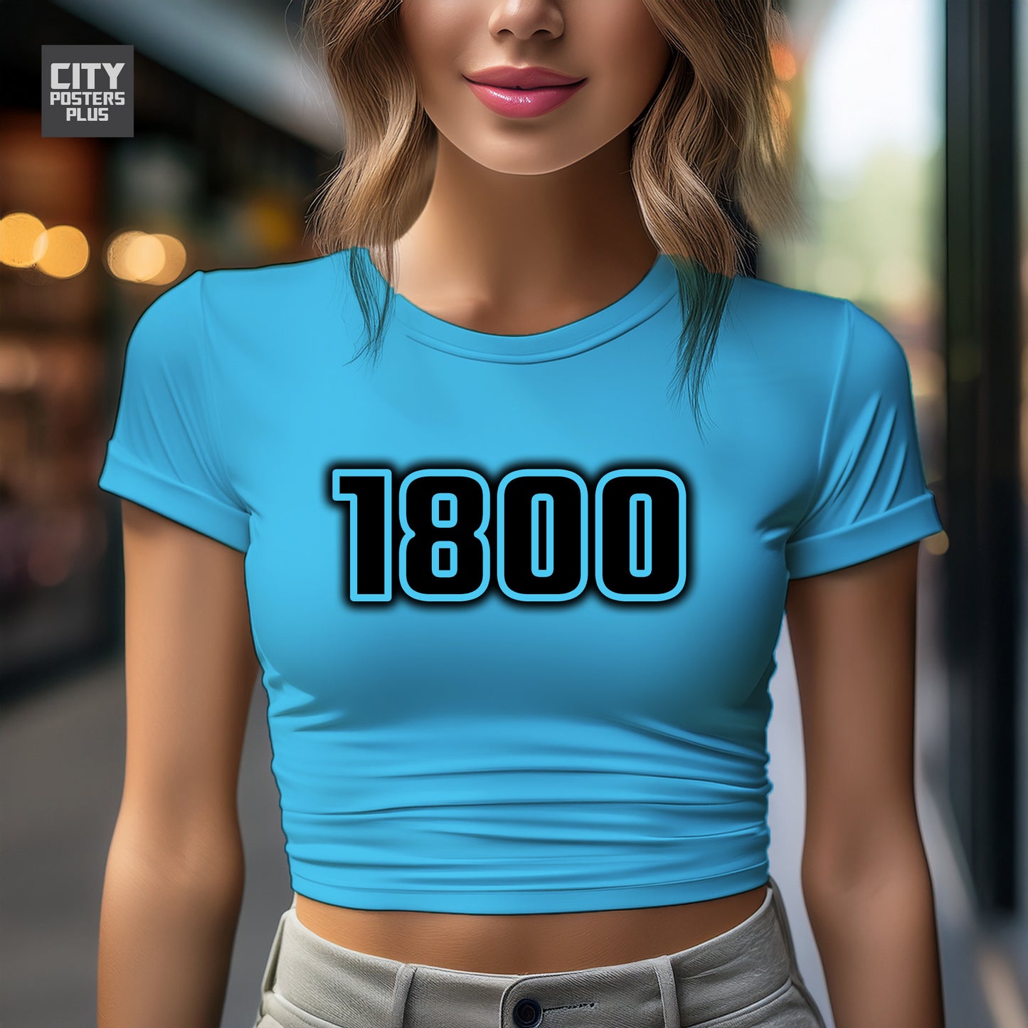 1800 Year Women Crop Top (Sky Blue)