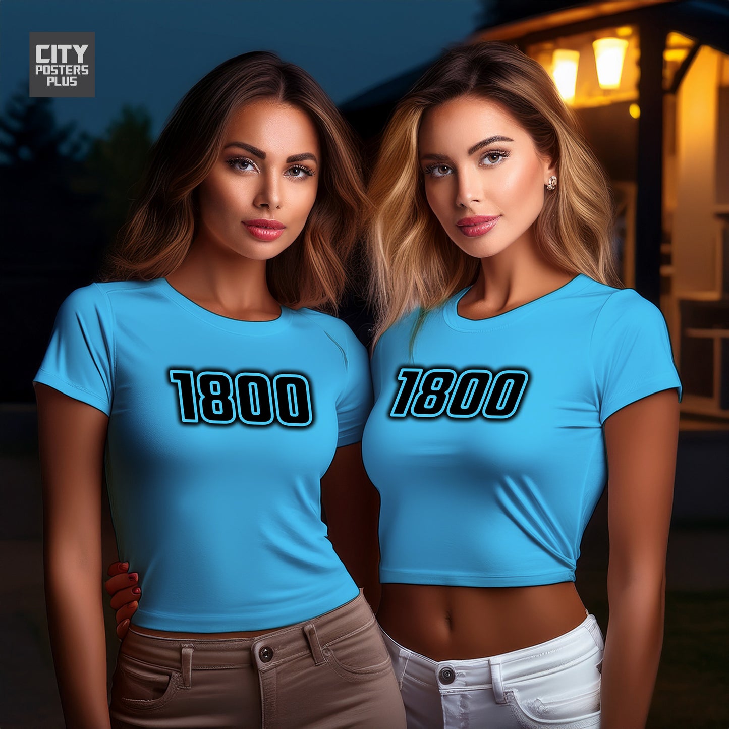 1800 Year Women Crop Top (Sky Blue)