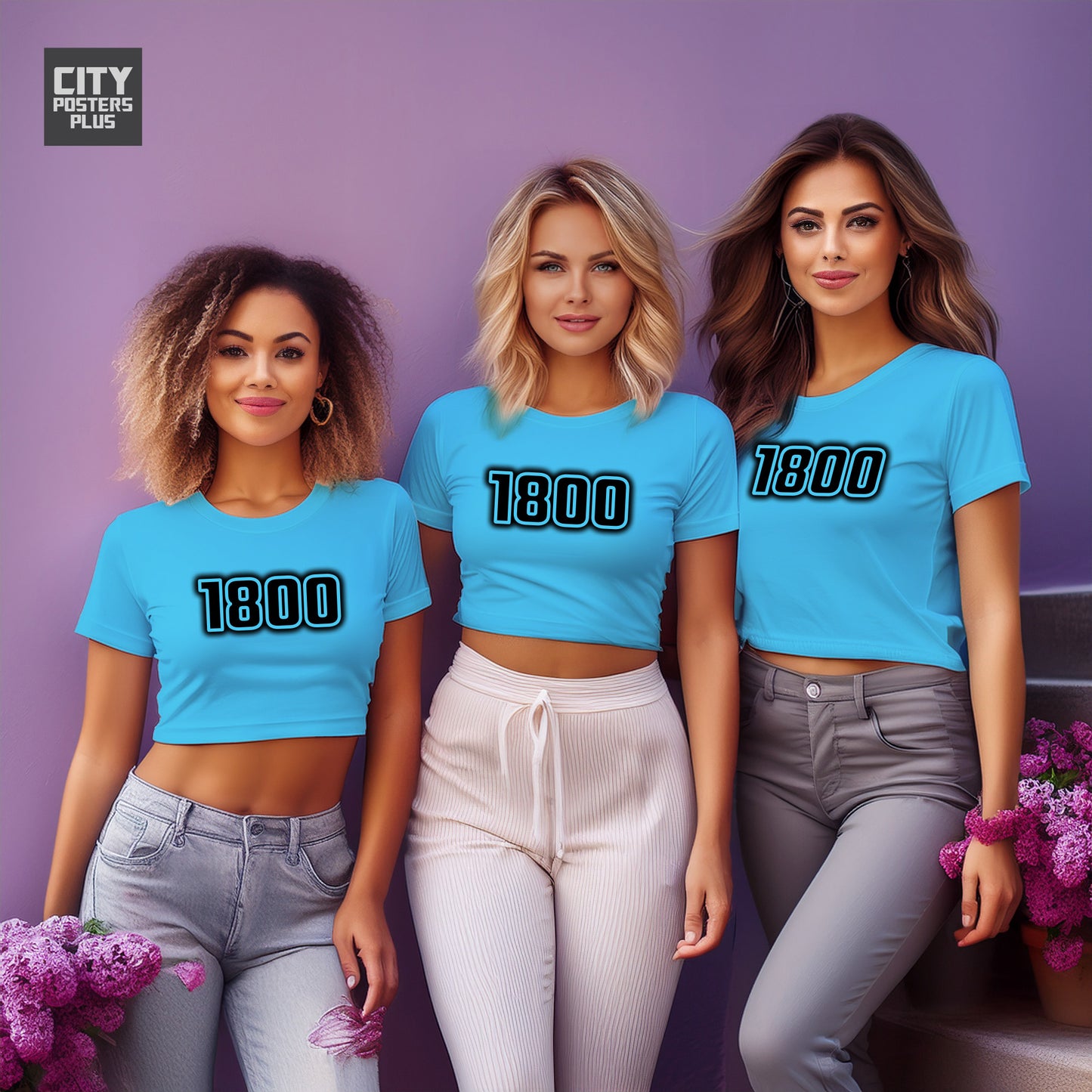 1800 Year Women Crop Top (Sky Blue)