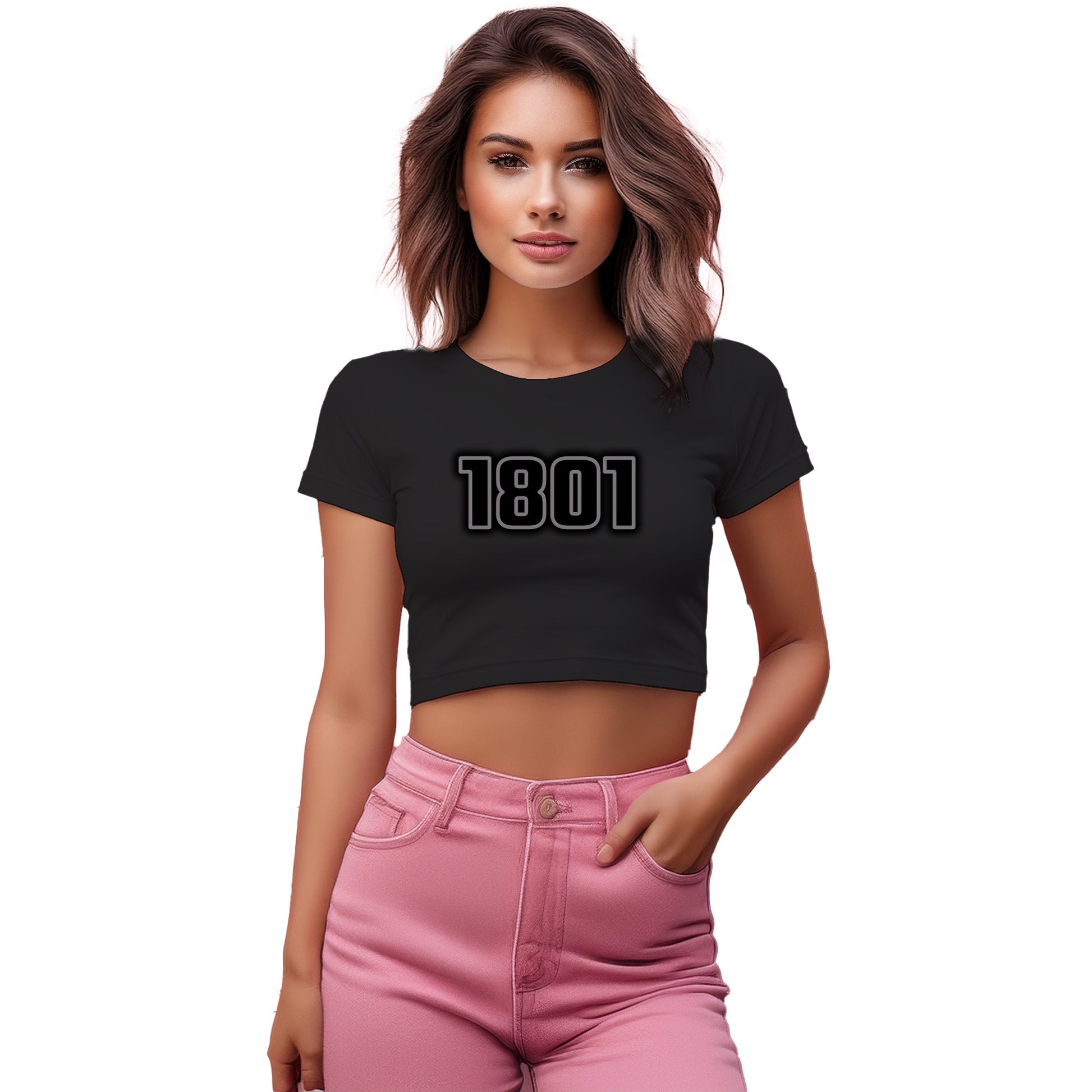 1801 Year Women Crop Top (Black)