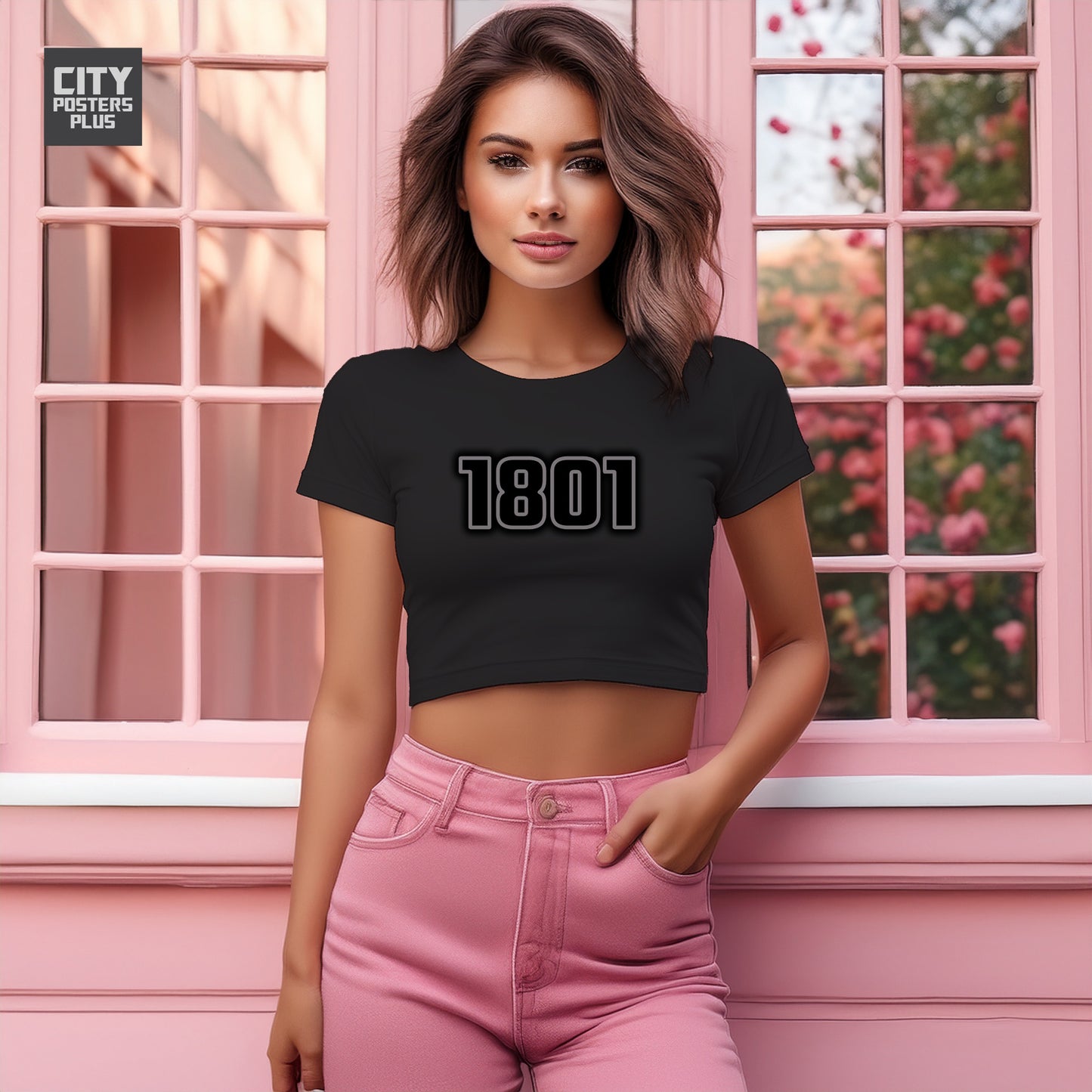1801 Year Women Crop Top (Black)