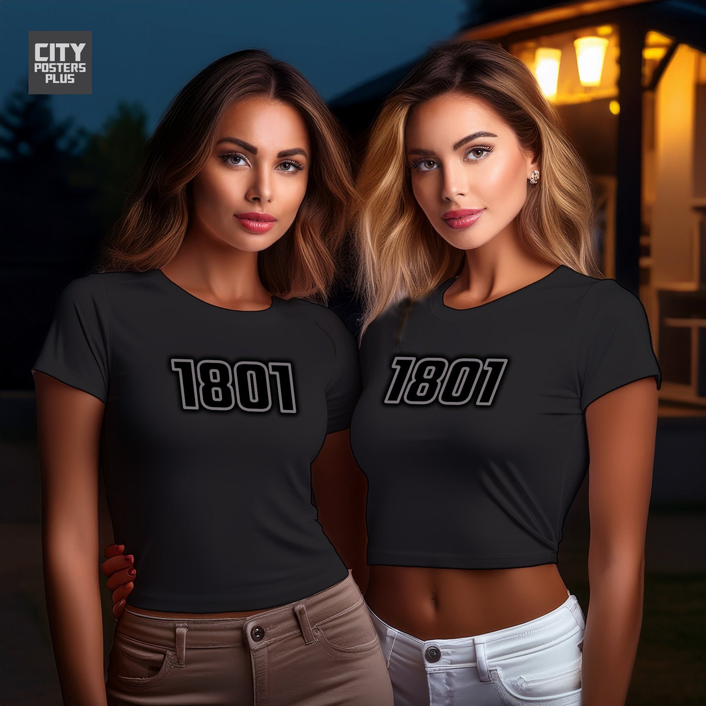 1801 Year Women Crop Top (Black)