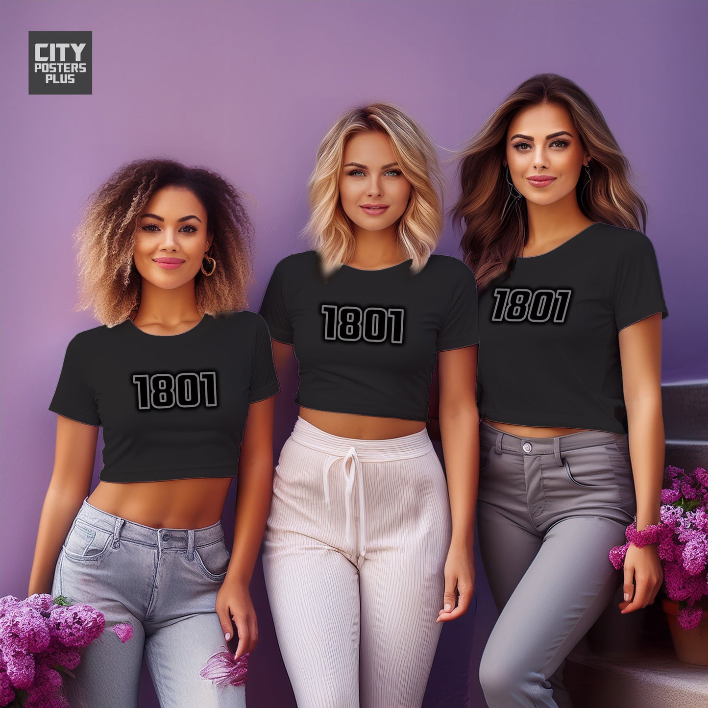 1801 Year Women Crop Top (Black)