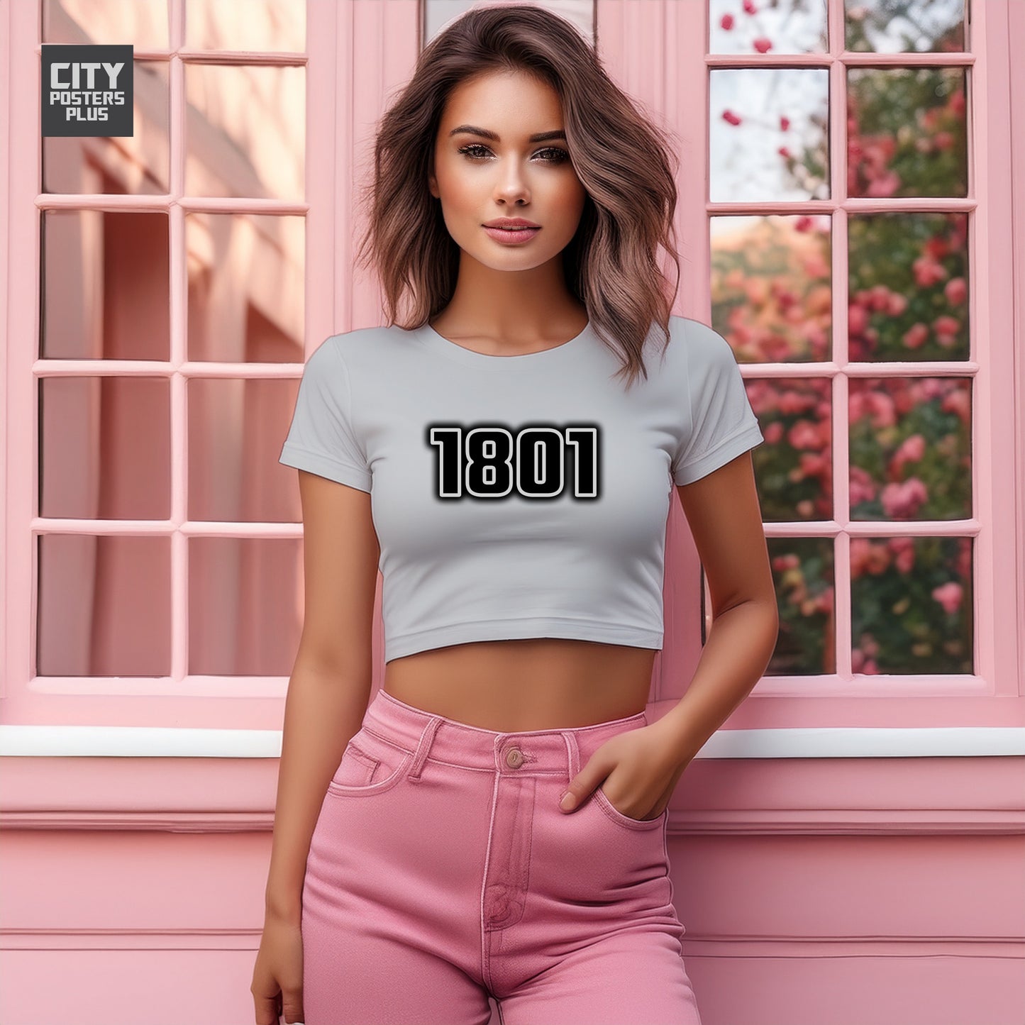1801 Year Women Crop Top (Melange Grey)