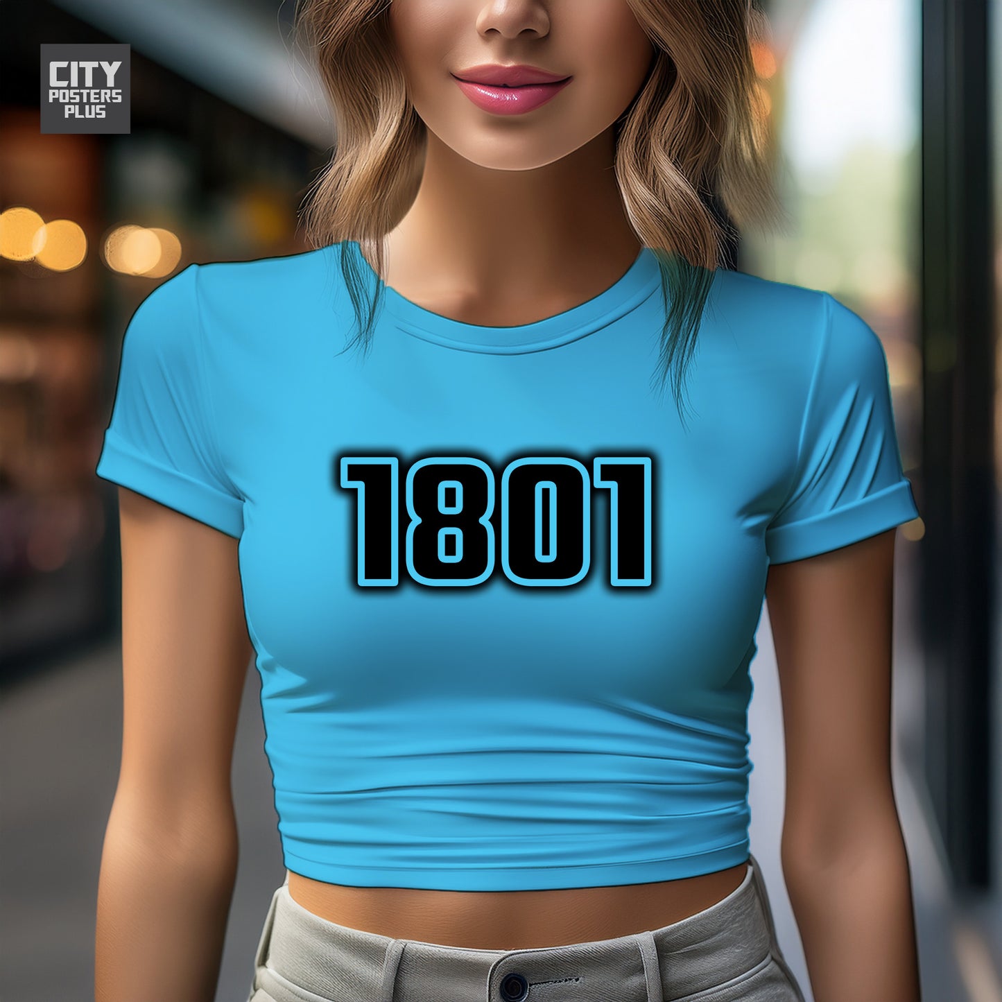 1801 Year Women Crop Top (Sky Blue)