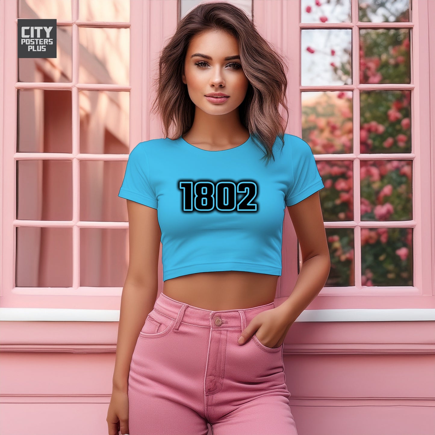 1802 Year Women Crop Top (Sky Blue)