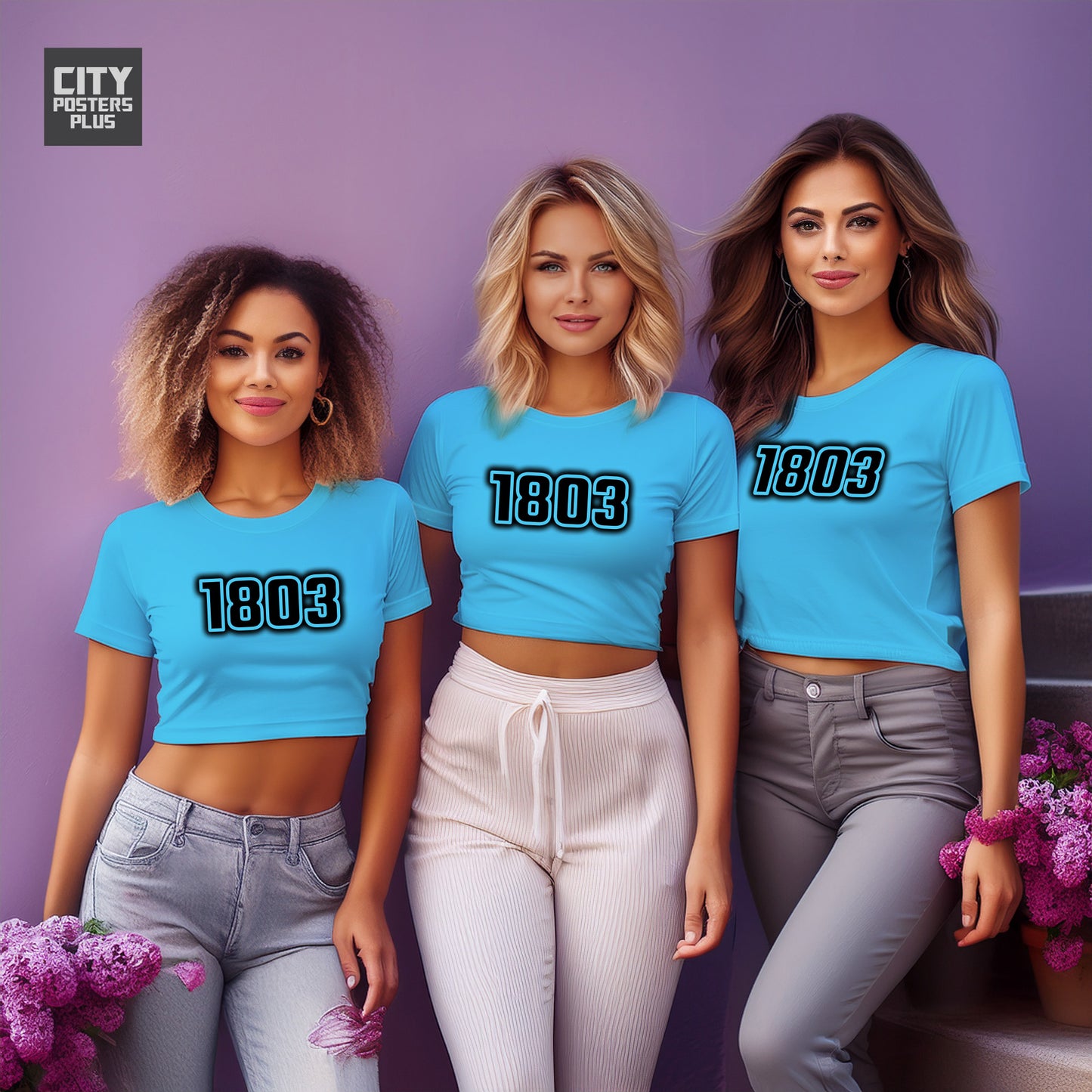 1803 Year Women Crop Top (Sky Blue)