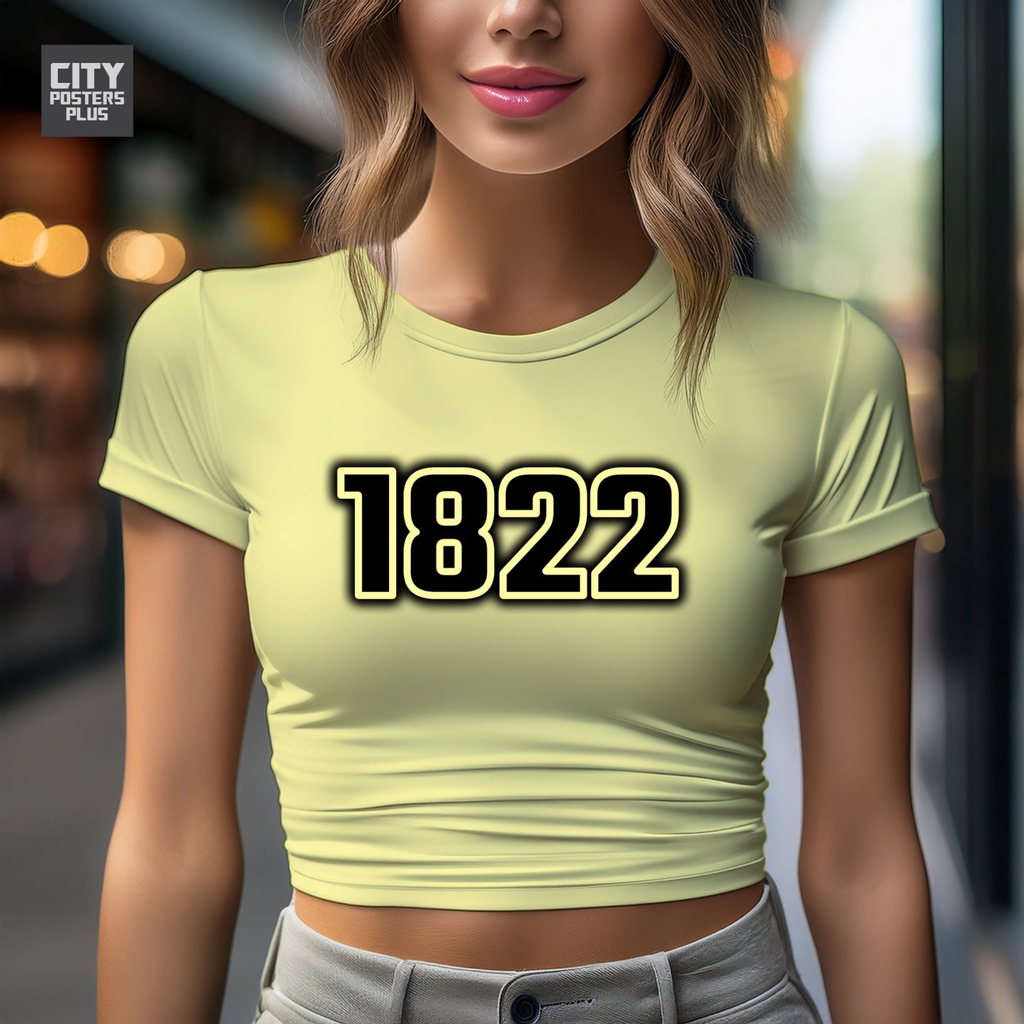 1822 Year Women Crop Top (Butter Yellow)