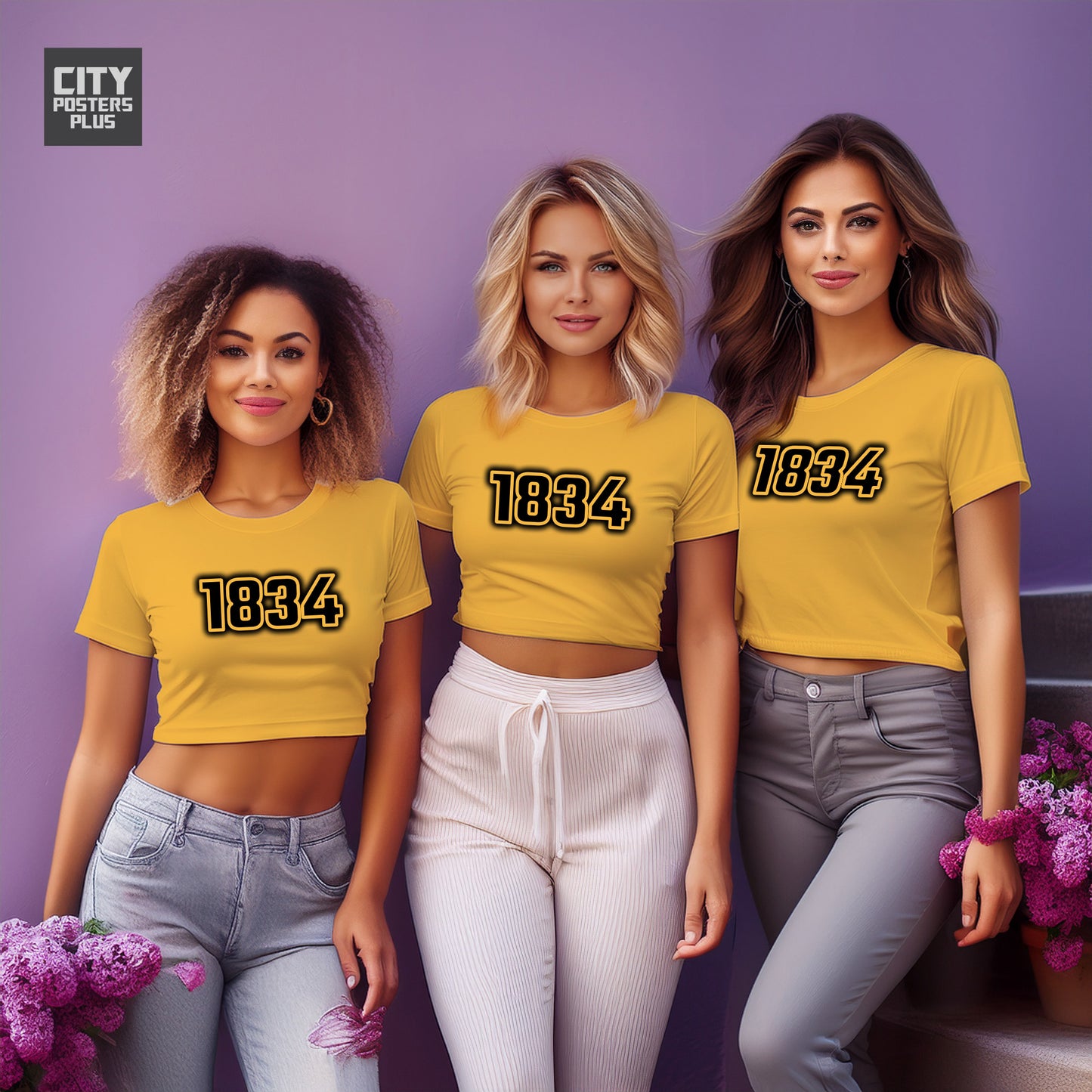 1834 Year Women Crop Top (Golden Yellow)