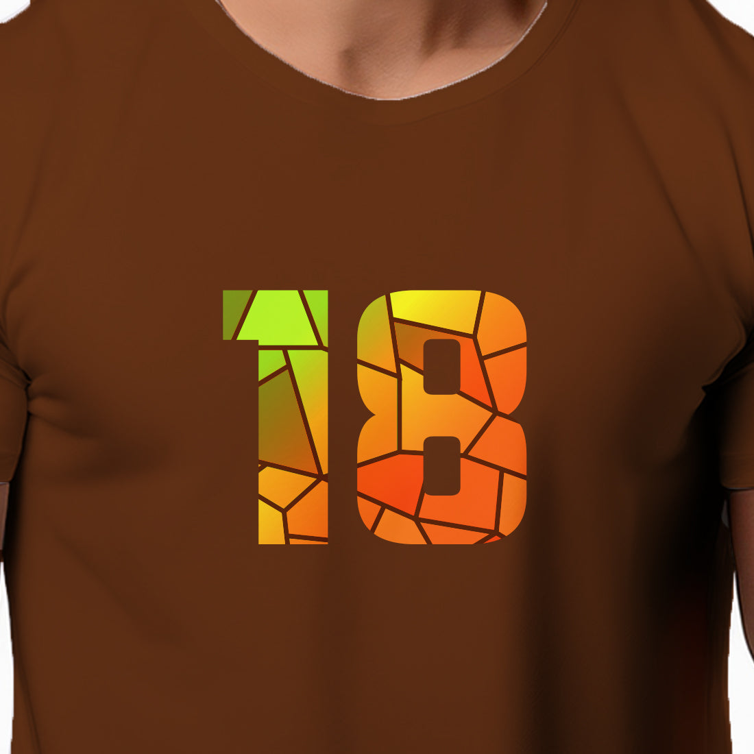 18 Number Men Unisex T-Shirt (Brown)