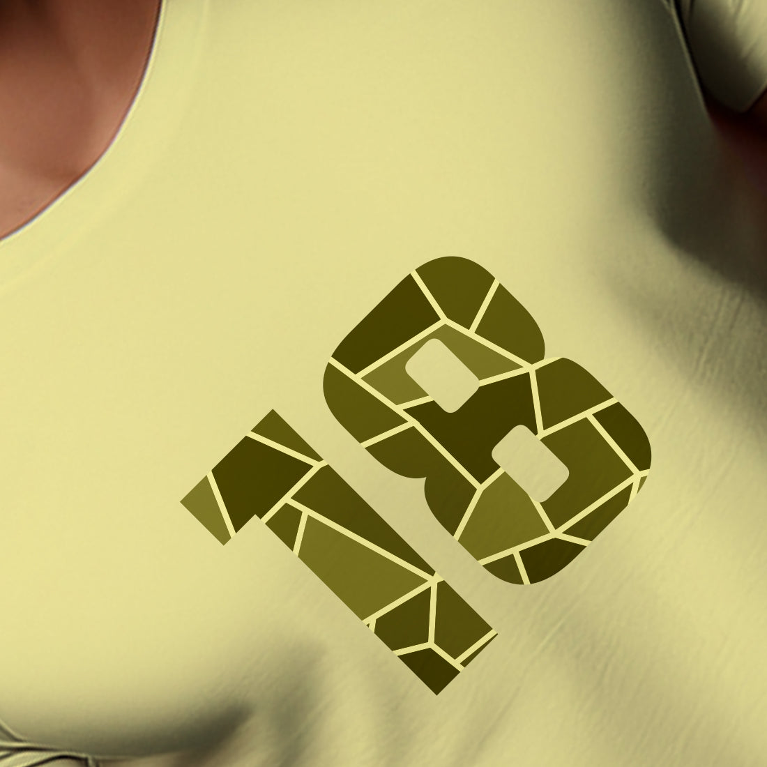 18 Number Men Unisex T-Shirt (Butter Yellow)
