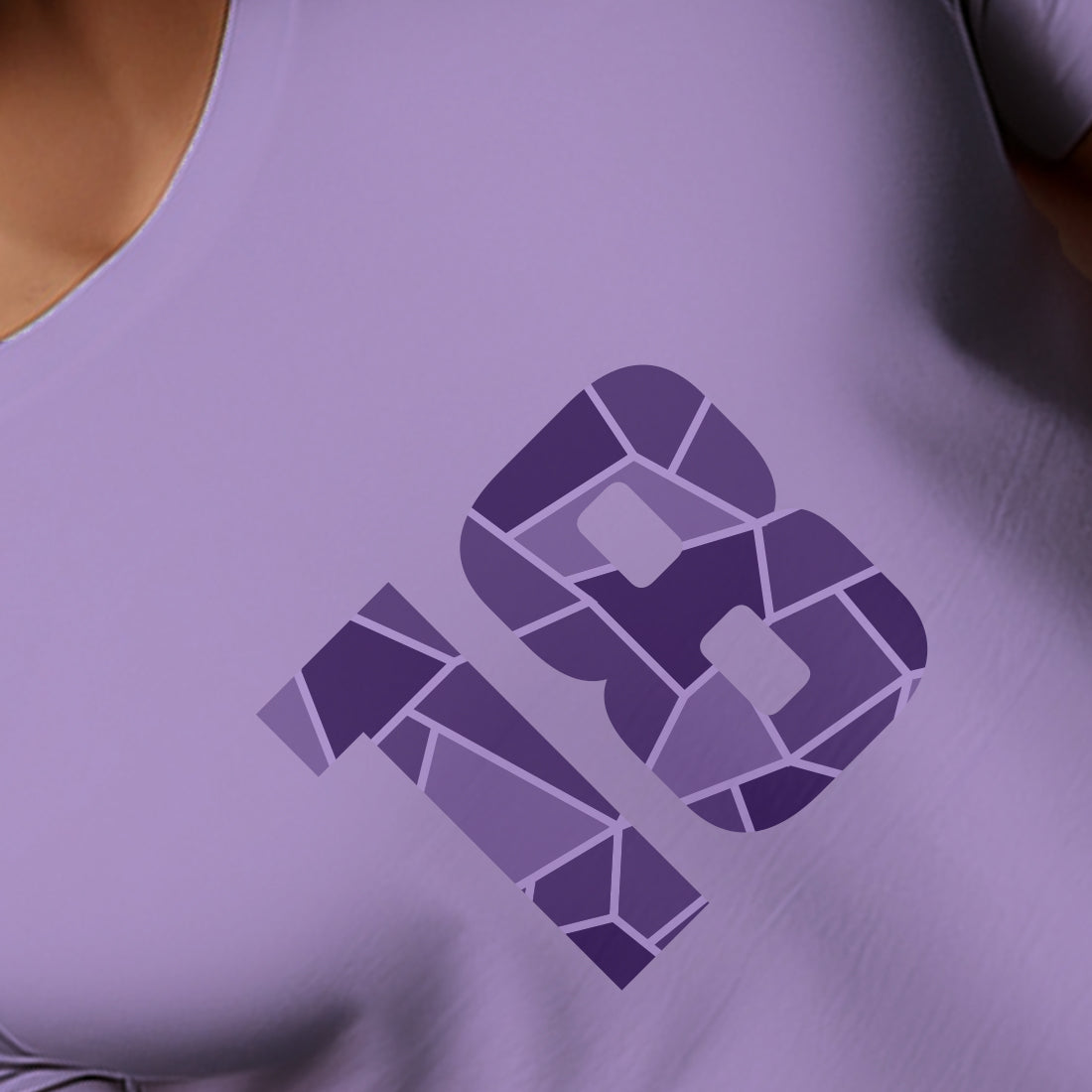 18 Number Men Unisex T-Shirt (Iris Lavender)