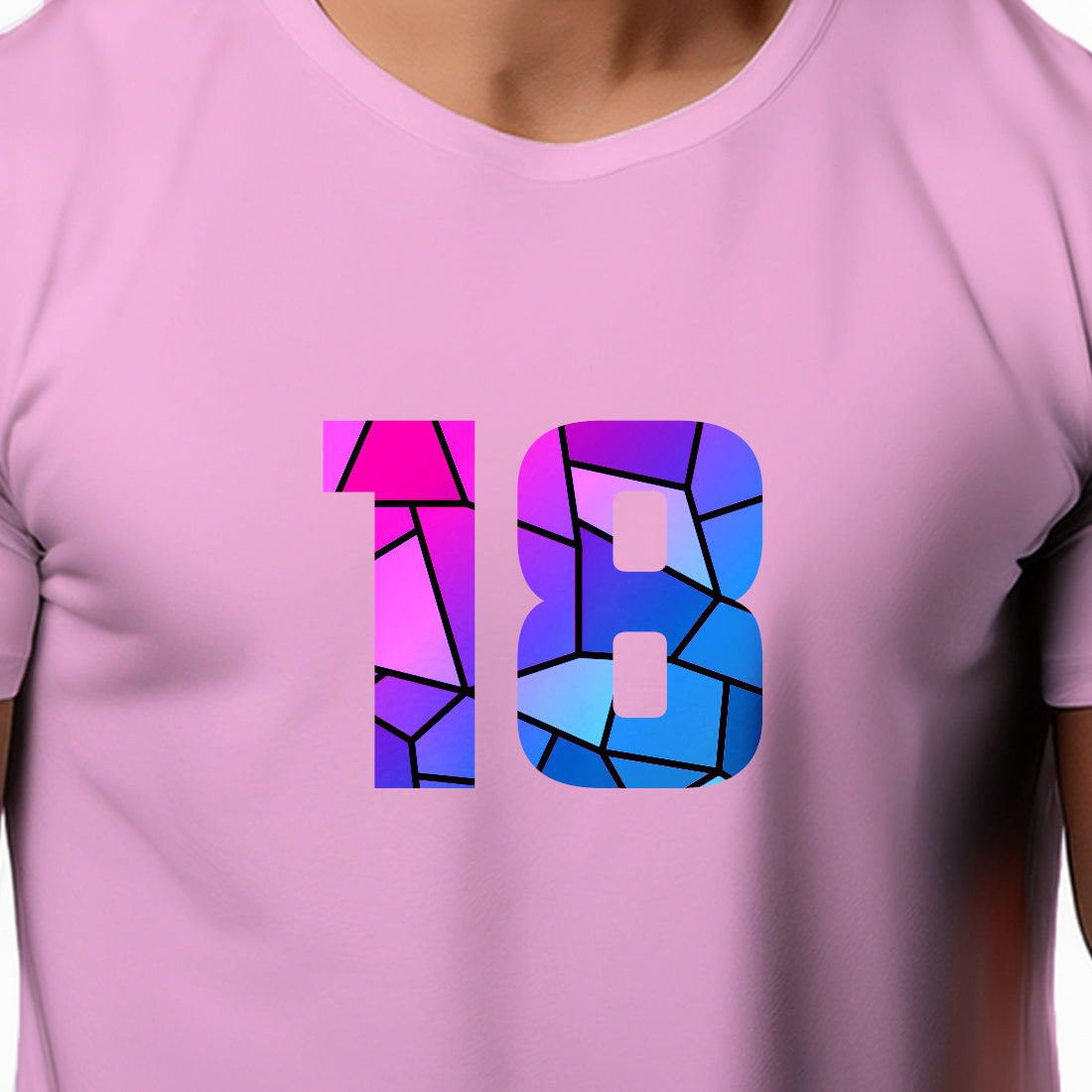 18 Number Men Unisex T-Shirt (Light Pink)