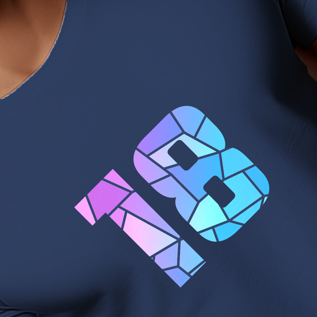 18 Number Men Unisex T-Shirt (Navy Blue)