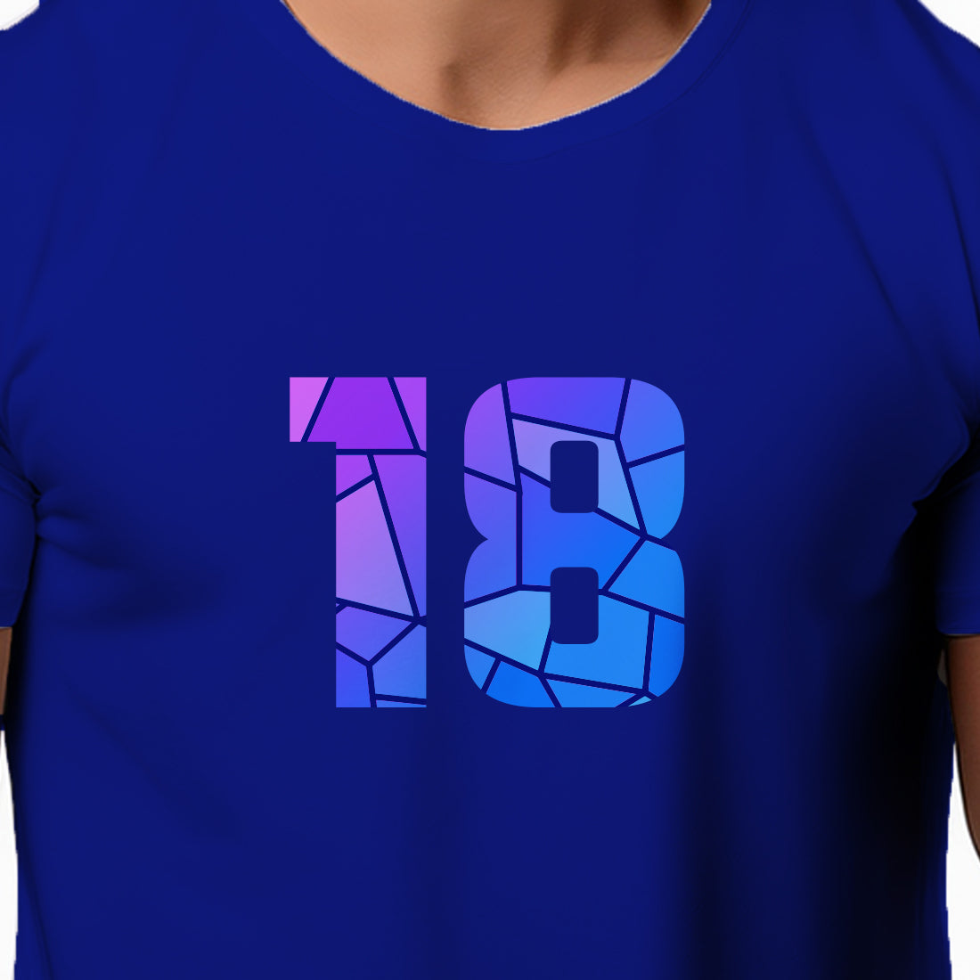 18 Number Men Unisex T-Shirt (Royal Blue)