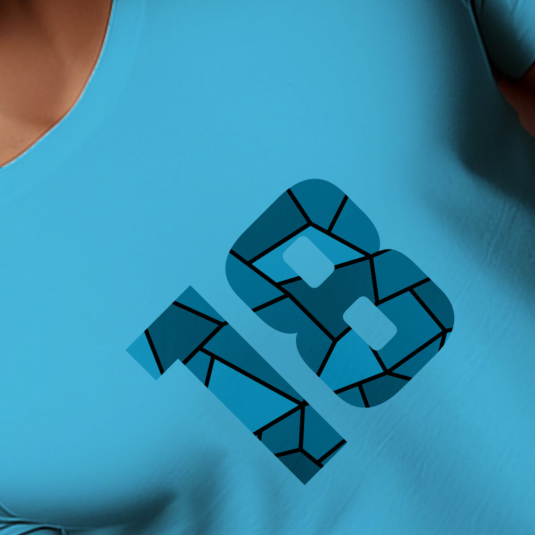 18 Number Men Unisex T-Shirt (Sky Blue)