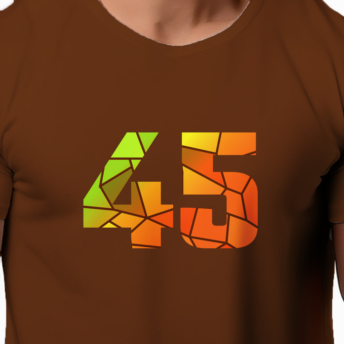 45 Number Men Unisex T-Shirt (Brown)