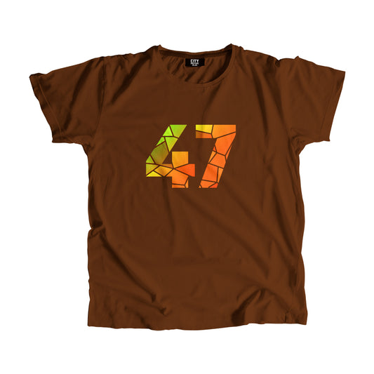 47 Number Men Unisex T-Shirt (Brown)