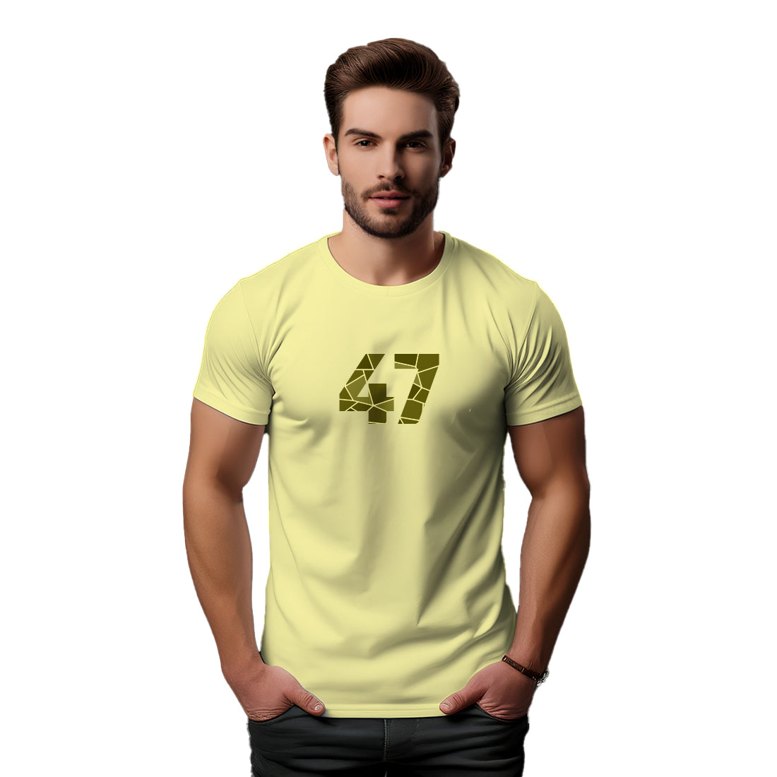 47 Number Men Unisex T-Shirt (Butter Yellow)
