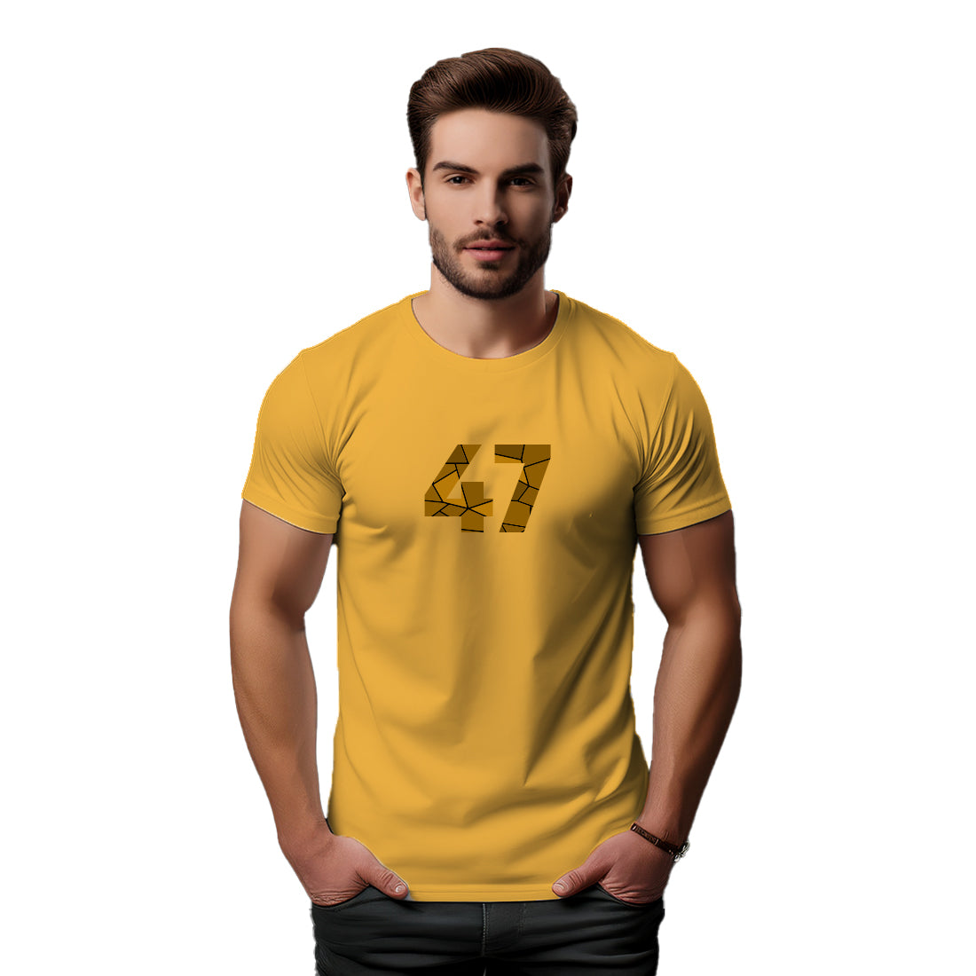 47 Number Men Unisex T-Shirt (Golden Yellow)
