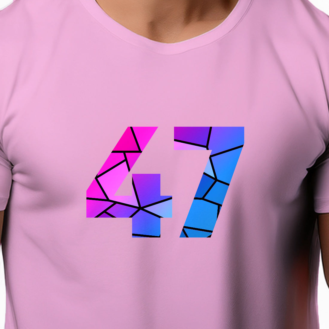 47 Number Men Unisex T-Shirt (Light Pink)