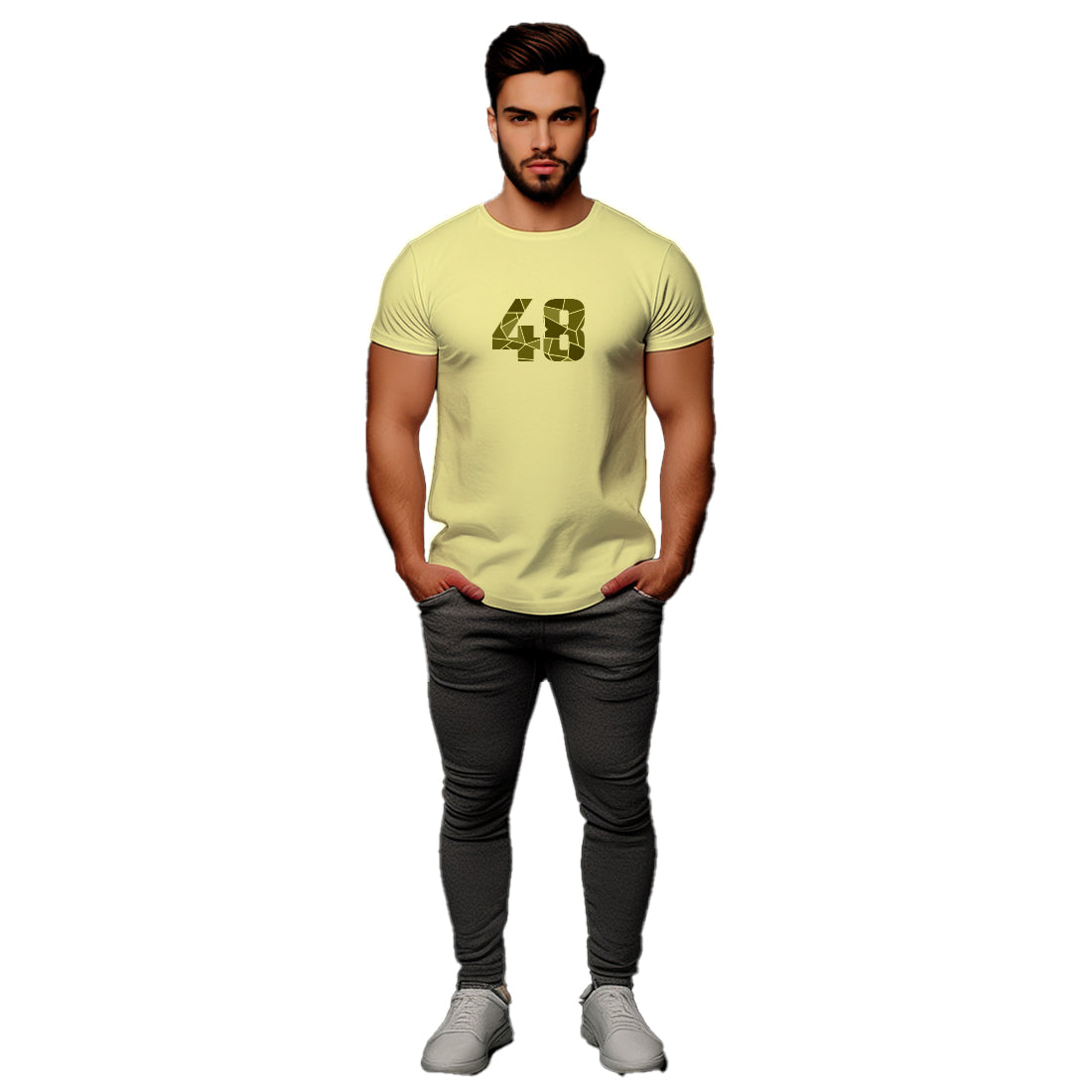 48 Number Men Unisex T-Shirt (Butter Yellow)