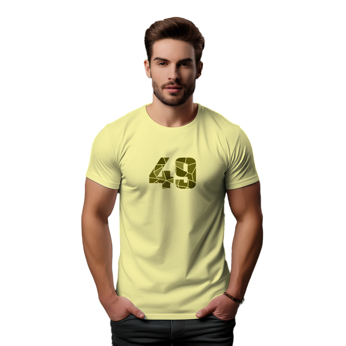 49 Number Men Unisex T-Shirt (Butter Yellow)
