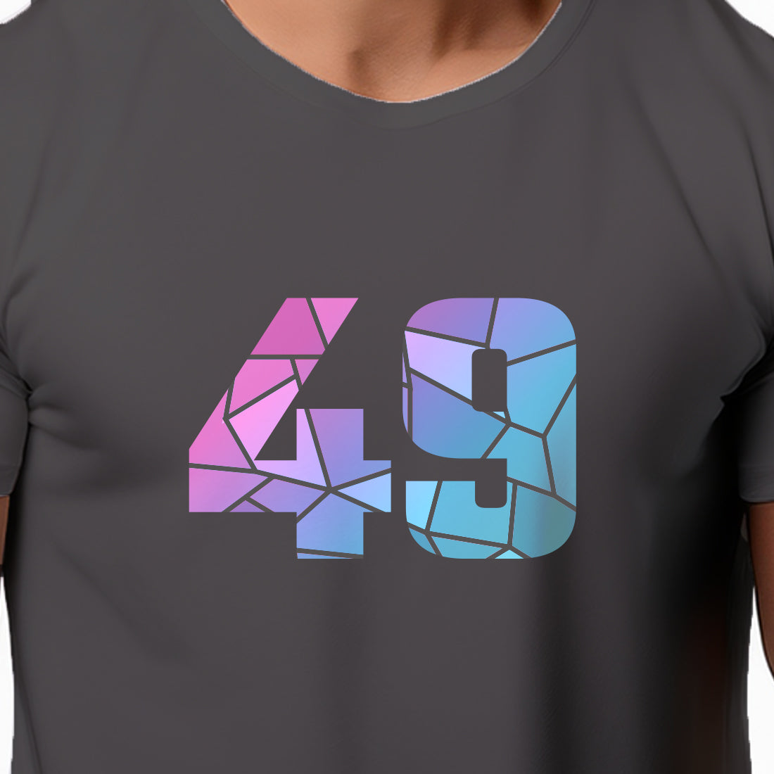 49 Number Men Unisex T-Shirt (Charcoal Grey)