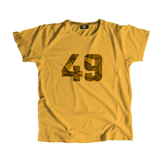49 Number Men Unisex T-Shirt (Golden Yellow)