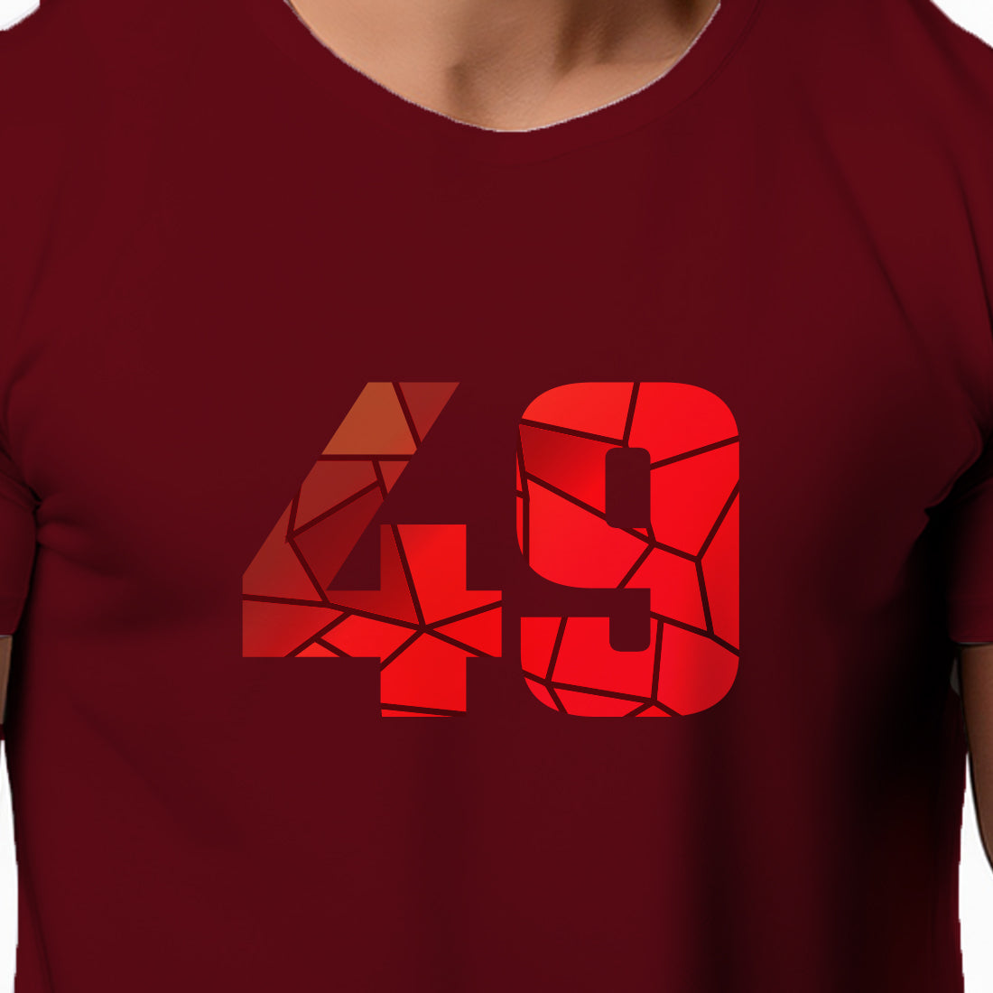 49 Number Men Unisex T-Shirt (Maroon)