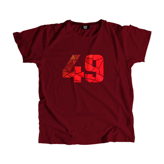 49 Number Men Unisex T-Shirt (Maroon)
