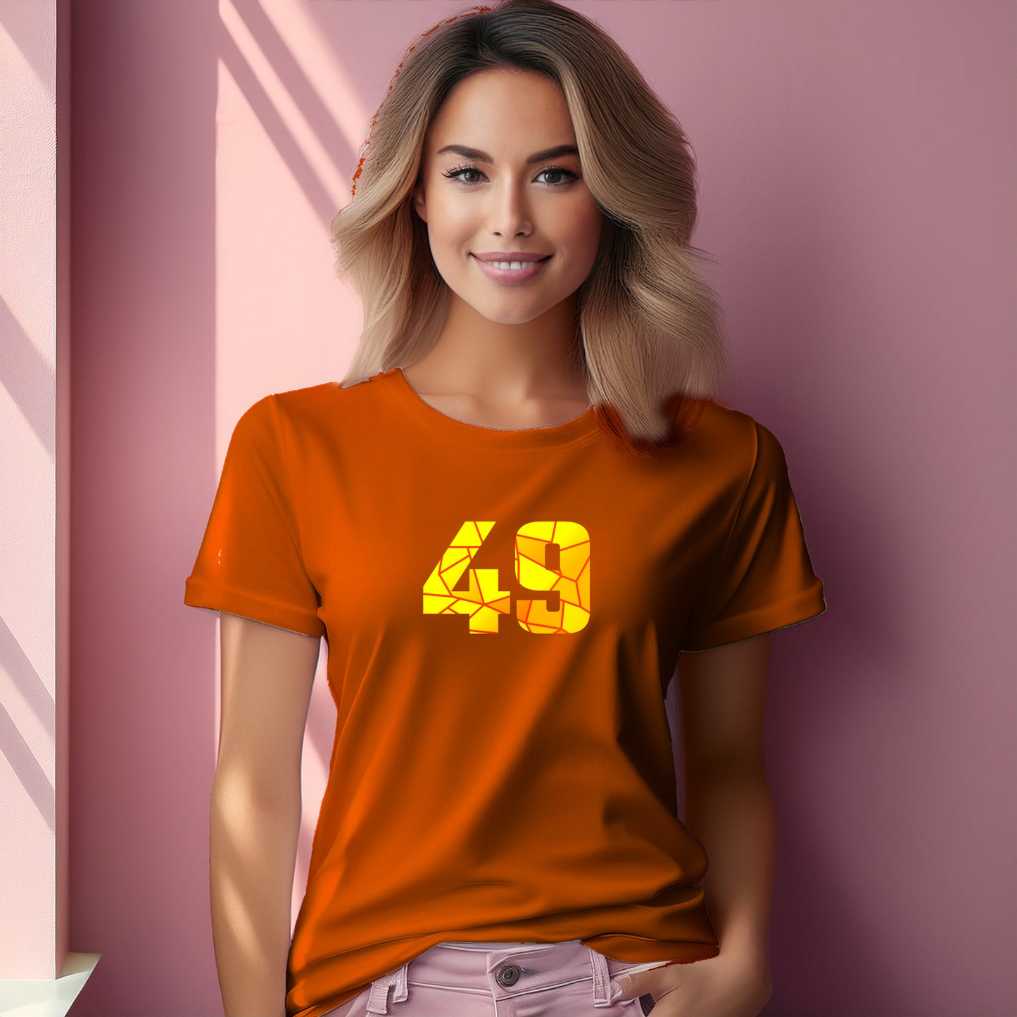49 Number Women T-Shirt (Orange)