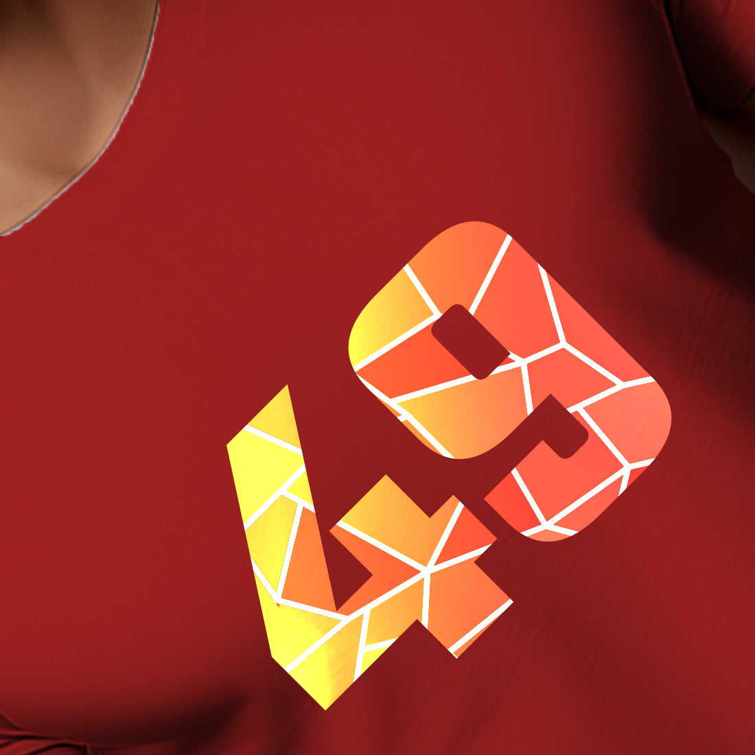 49 Number Men Unisex T-Shirt (Red)