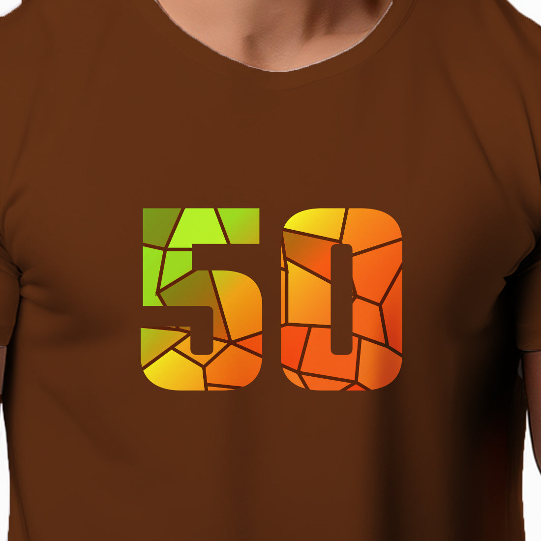 50 Number Men Unisex T-Shirt (Brown)