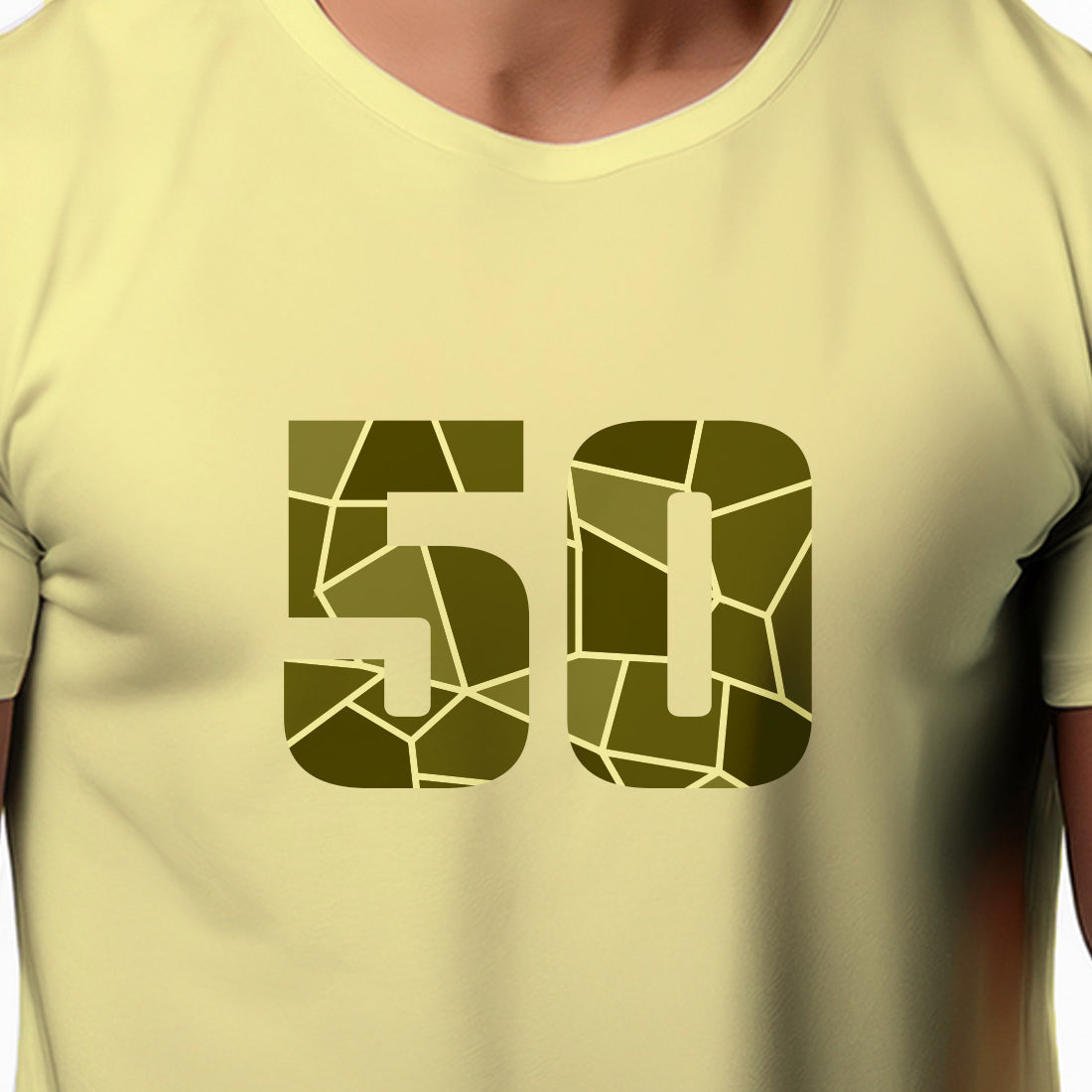 50 Number Men Unisex T-Shirt (Butter Yellow)