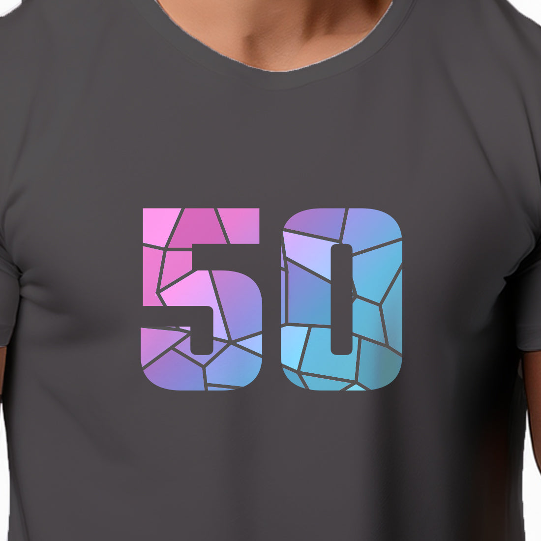 50 Number Men Unisex T-Shirt (Charcoal Grey)
