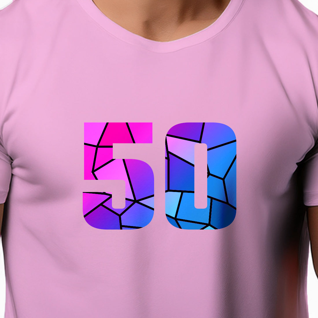 50 Number Men Unisex T-Shirt (Light Pink)