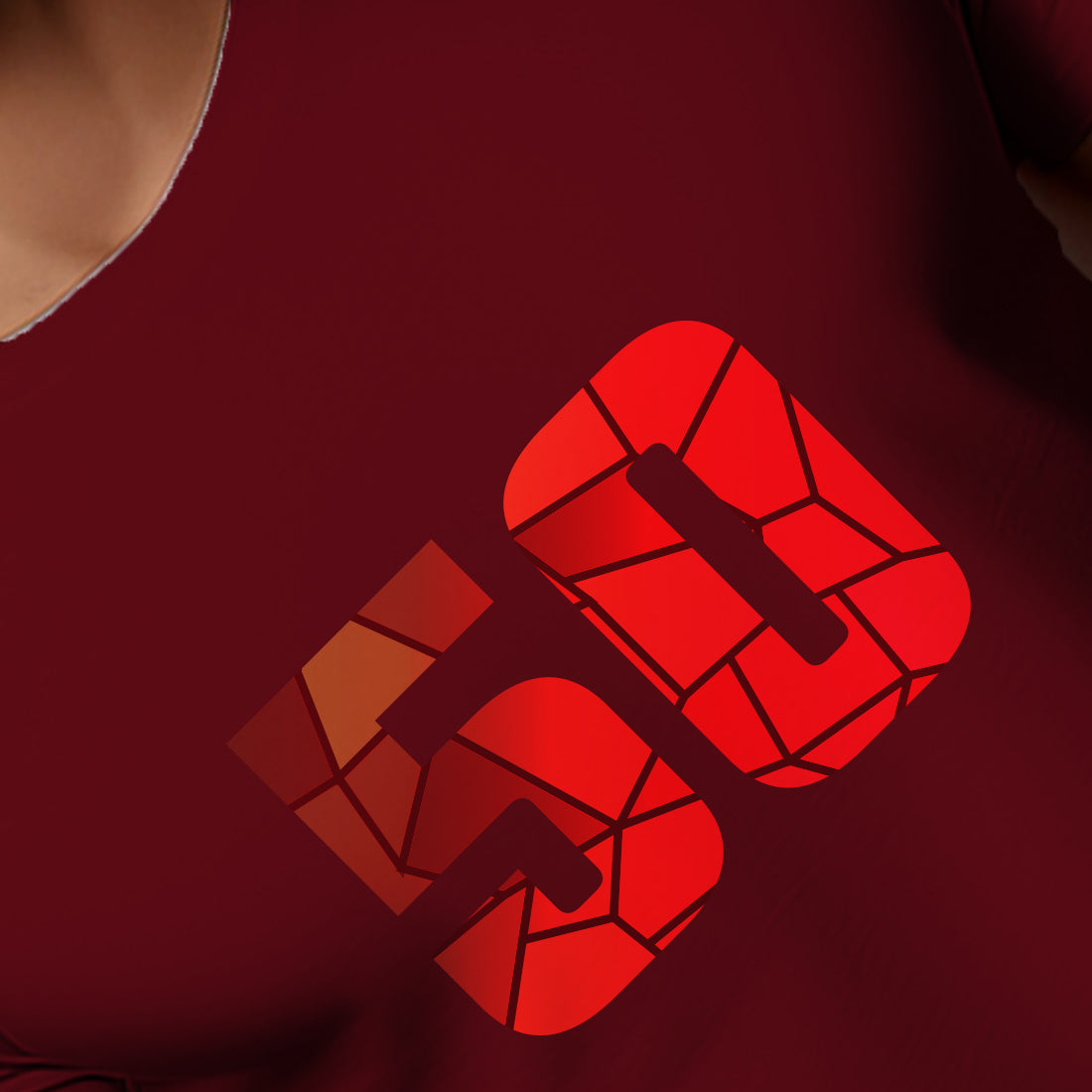 50 Number Men Unisex T-Shirt (Maroon)