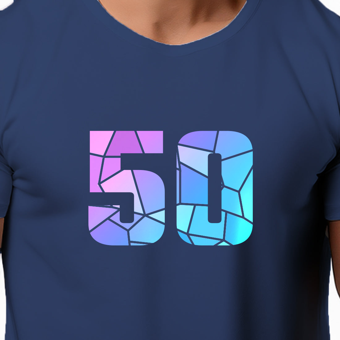 50 Number Men Unisex T-Shirt (Navy Blue)
