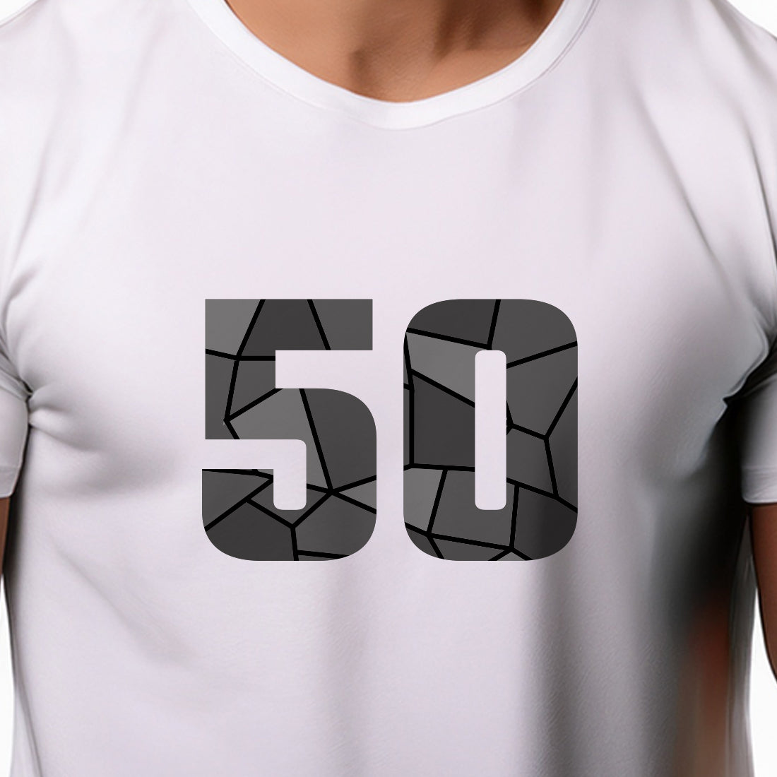 50 Number Men Unisex T-Shirt (White)