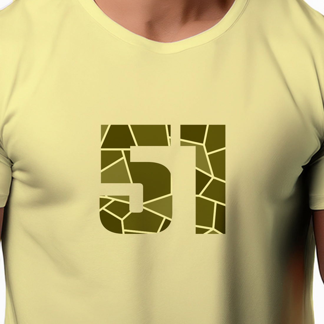 51 Number Men Unisex T-Shirt (Butter Yellow)