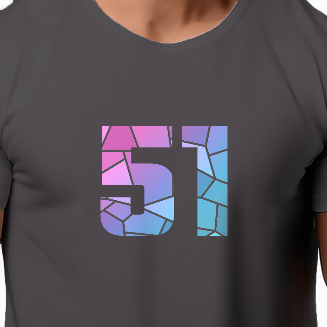 51 Number Men Unisex T-Shirt (Charcoal Grey)